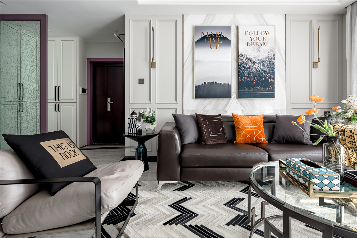 140平三居室混搭装修效果图